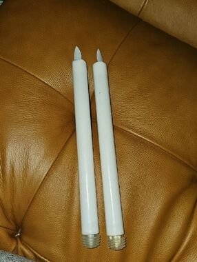 Set of 2 Mirage Type Creamy White Taper Flameless Candles Auto Timer Built In